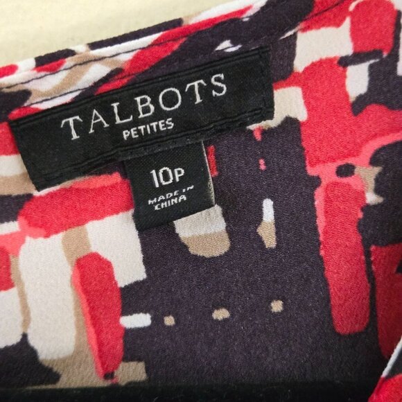 Talbots Red Black White Geometric Print Sleeveless Blouse Size 10p - Picture 4 of 5